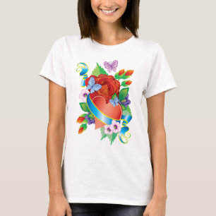 T-shirt Coeurs de tatouage rose