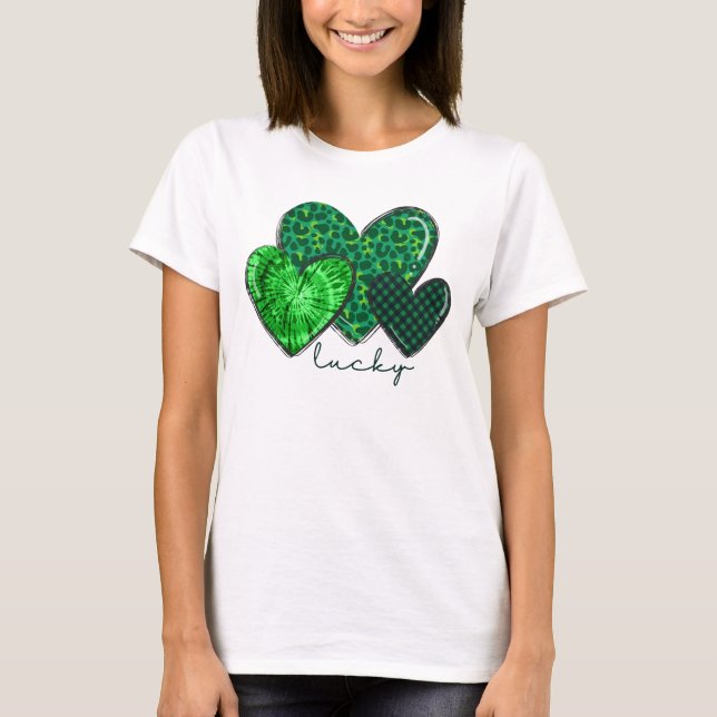 T-shirt Cœurs de Trèfle Irlandais Saint-Patrick Léopard (Devant)