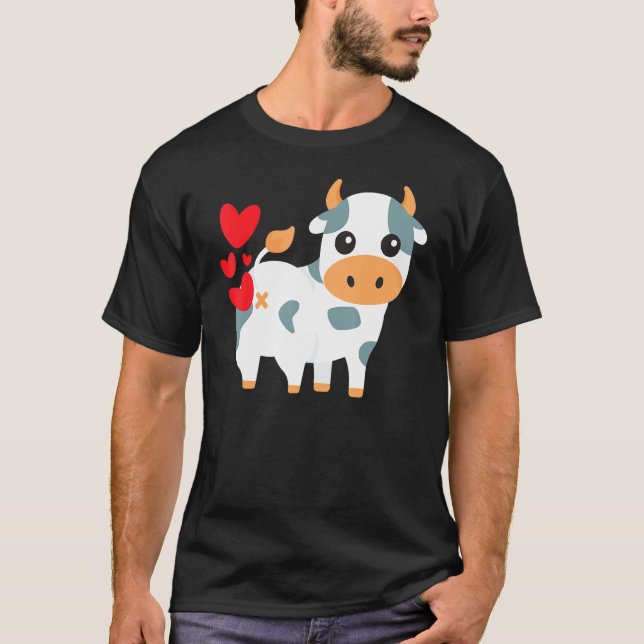 T-shirt Coeurs de vache Funny mignon Valentines Day (Devant)