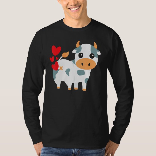 T-shirt Coeurs de vache Funny mignon Valentines Day (Devant)