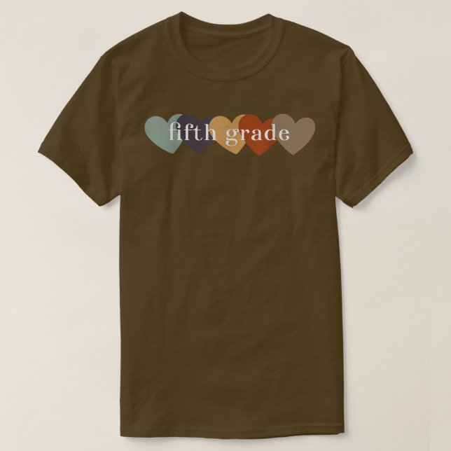 T-shirt Coeurs d'enseignant de cinquième année Retour à l' (Design devant)