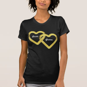 T-shirt Coeurs d'or entrelacé Mariée et salle