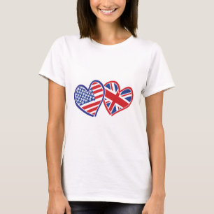 T-shirt Coeurs du drapeau américain et britannique