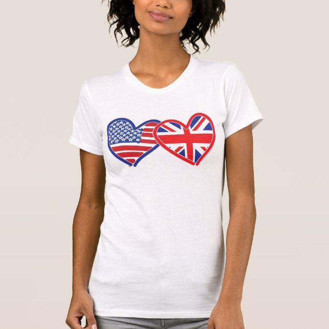 T-shirt Coeurs du drapeau américain/Union Jack (Devant)