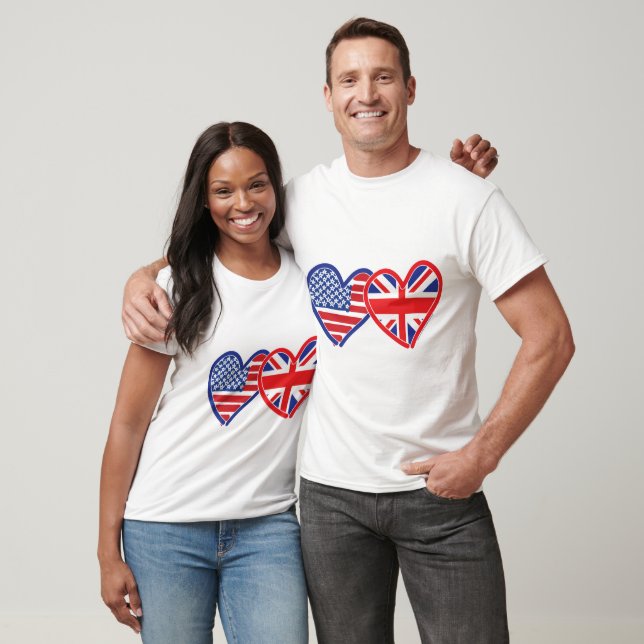 T-shirt Coeurs du drapeau américain/Union Jack (Unisexe)