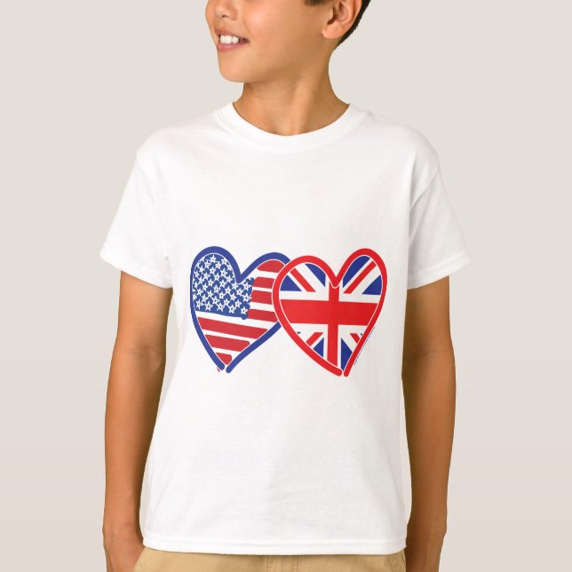 T-shirt Coeurs du drapeau américain/Union Jack (Devant)