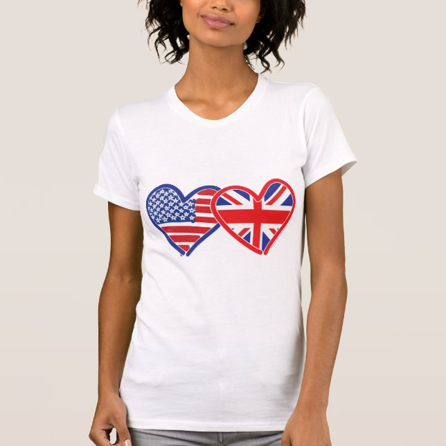 T-shirt Coeurs du drapeau américain/Union Jack (Devant)