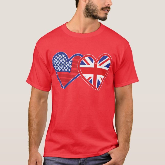 T-shirt Coeurs du drapeau américain/Union Jack (Devant)