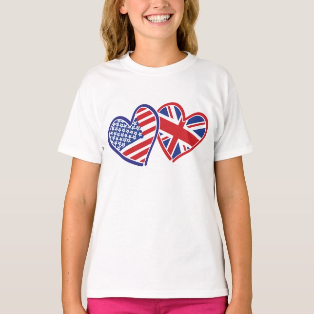 T-shirt Coeurs du drapeau patriotique des États-Unis et du (Devant)