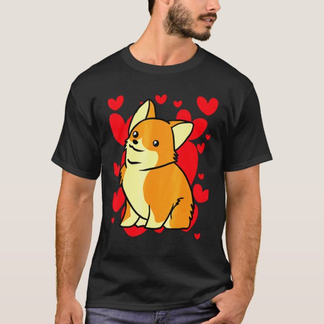 T-shirt Coeurs du jour Corgi romantique (Devant)
