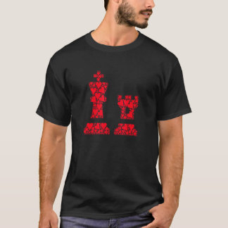 T-shirt Coeurs Échecs Pour Les Fans D'Échecs Silhouette Ho