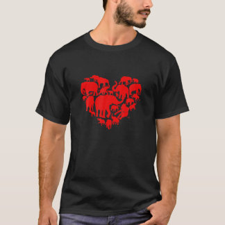 T-shirt Coeurs Eléphants mignons Animaux Jour des Valentin