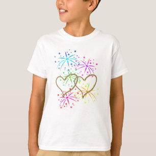 T-shirt Coeurs entrelacés cordes feux d'artifice romantiq
