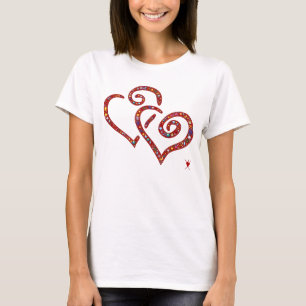 T-shirt Coeurs entrelacés, rouge, conception emoji-rempli