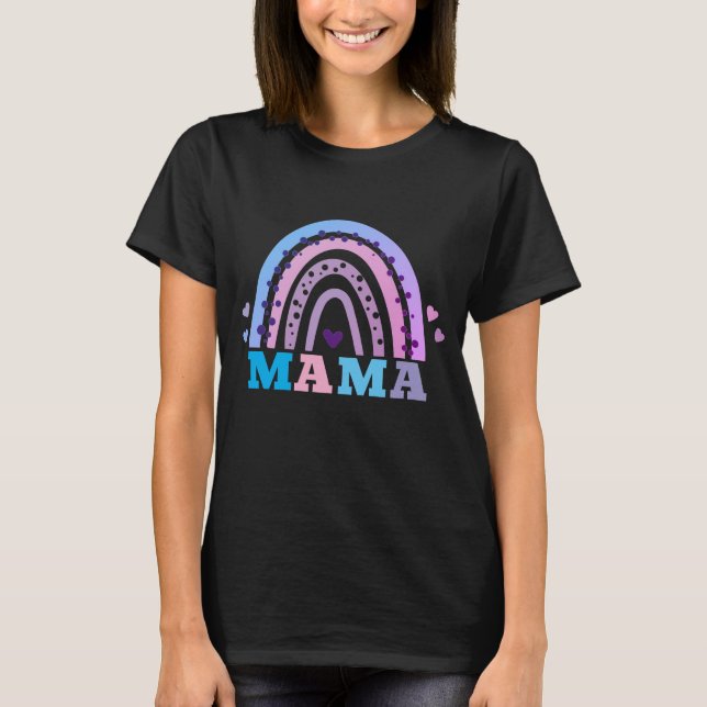 T-shirt Coeurs et arc-en-ciel MAMA (Devant)