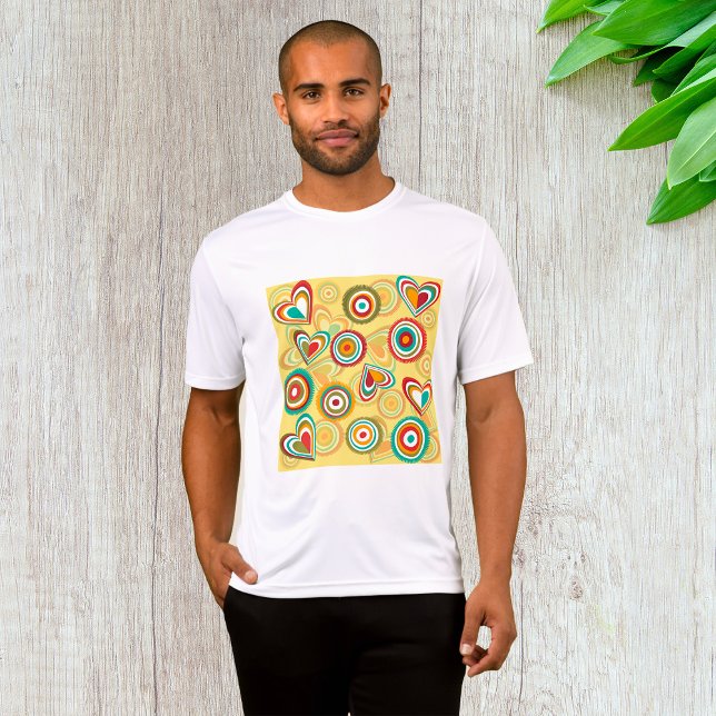 T-shirt Coeurs et cercles Boho rétro les années 70 Motif S (Créateur téléchargé)