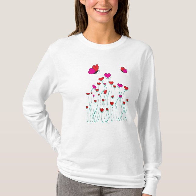 T-shirt Coeurs et papillons Valentine Love (Devant)