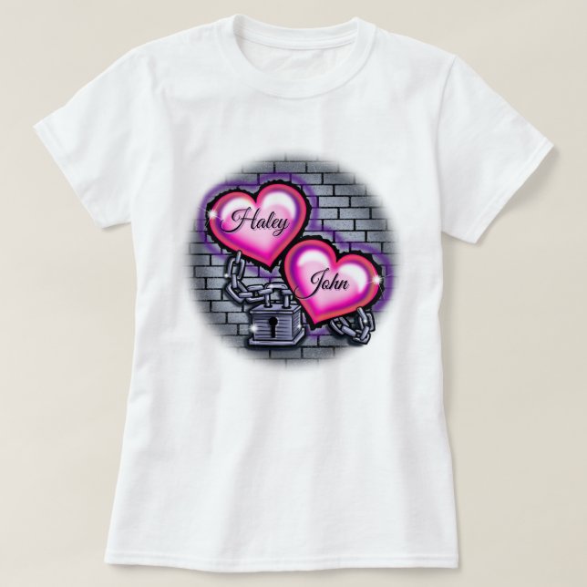 T-shirt Coeurs Graffiti (Design devant)