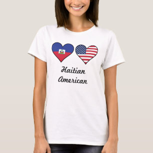 T-shirt Coeurs haïtiens de drapeau américain