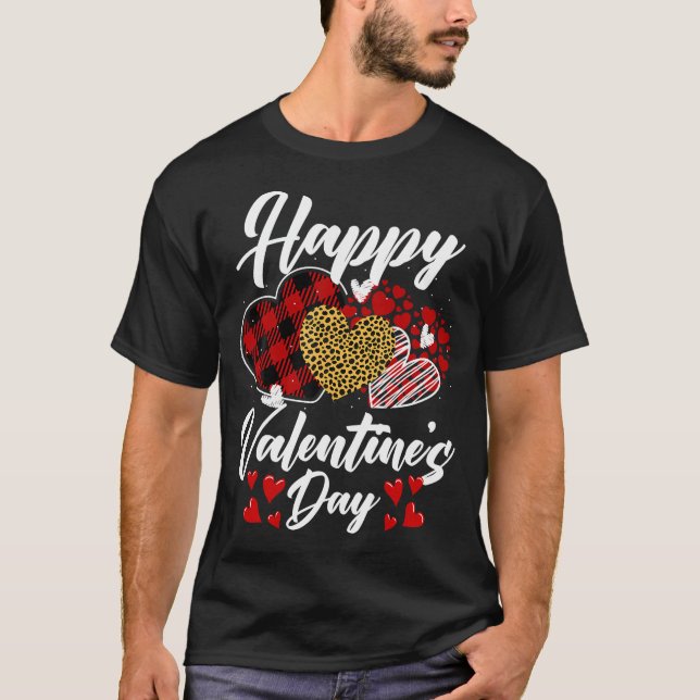 T-shirt Coeurs Heureuses Saintes-Valentin avec Leopard Pla (Devant)