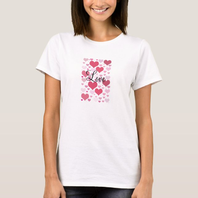 T-shirt Cœurs jolis avec un message d'amour (Devant)