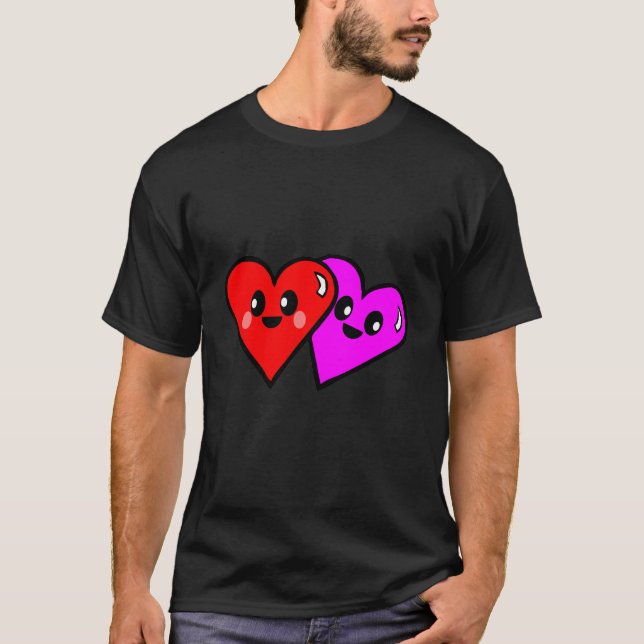 T-SHIRT COEURS KAWAII FÊTE LA SAINT-VALENTIN (Devant)