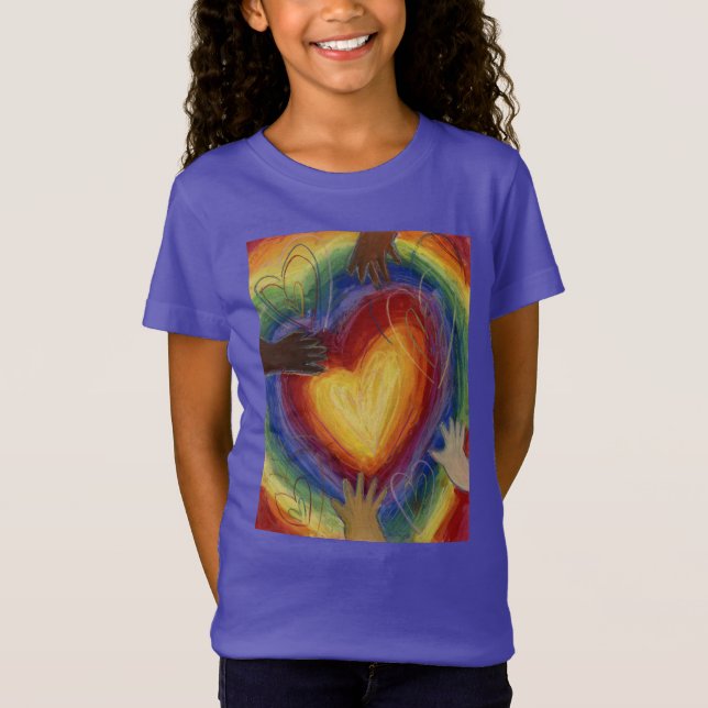 T-Shirt Coeurs & Mains Aimer Diversité Art Custom Chemise (Devant)
