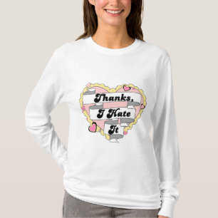 T-shirt Coeurs mignons dentelle jaune et rose Merci, Je le