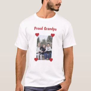 T-shirt Coeurs mignons Fiers Grand-Père Aimer Photo vertic