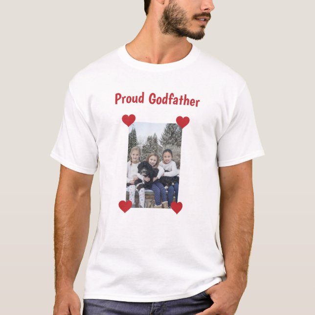 T-shirt Coeurs mignons Fiers Parrain Amour Photo verticale (Devant)