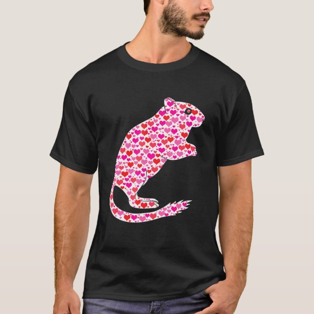 T-shirt Coeurs mignons Gerbil Funny Animaux Valentines (Devant)
