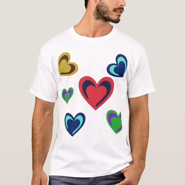 T-shirt Coeurs minimalistes variés (Devant)