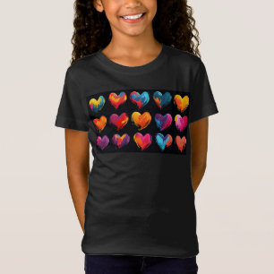 T-Shirt Coeurs peints sur un arrière - plan noir