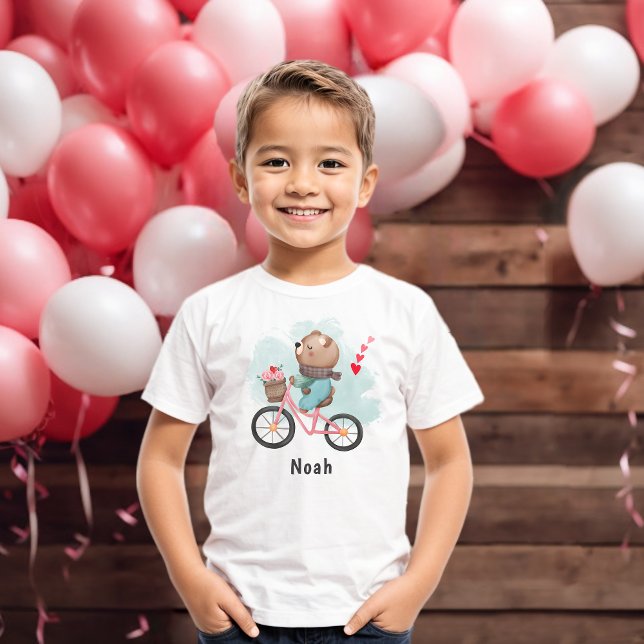 T-shirt Coeurs personnalisés Cute Teddy Kids Valentines Da (Créateur téléchargé)
