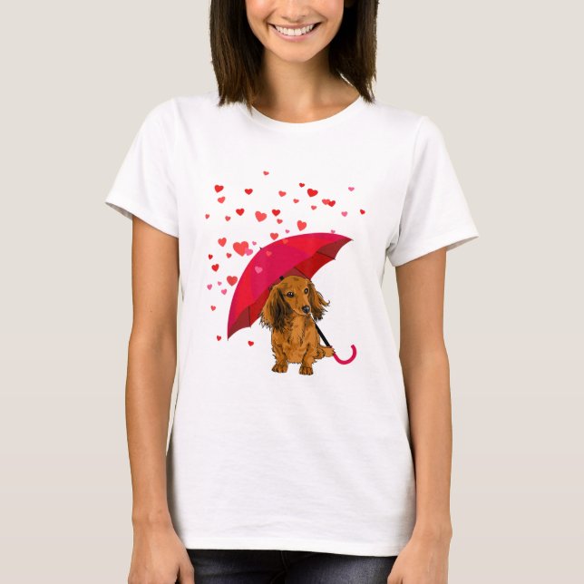 T-shirt Coeurs pluvieux Dachshund cheveux longs Saint-Vale (Devant)