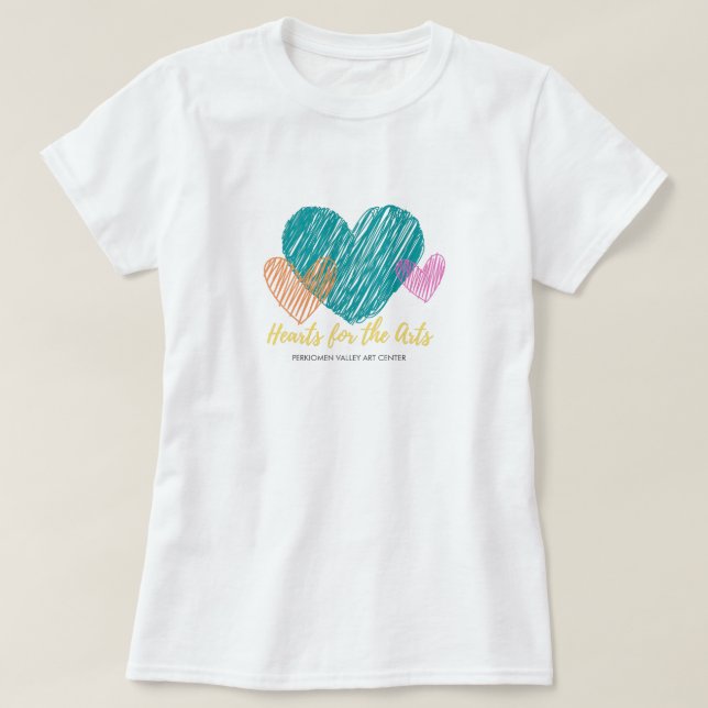 T-shirt Coeurs pour les Arts, Coeur Turquoise, Editable (Design devant)