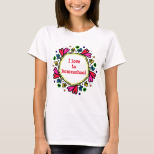 T-shirt Coeurs pourpre et rouge J'aime à Homeschool