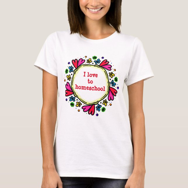 T-shirt Coeurs pourpre et rouge J'aime à Homeschool (Devant)