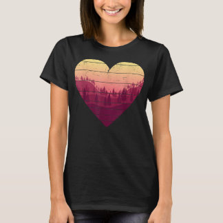T-shirt Coeurs rétro Arbres extérieurs Nature Paysage sauv