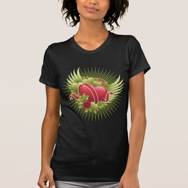 T-shirt Coeurs Roses et ailes (Devant)