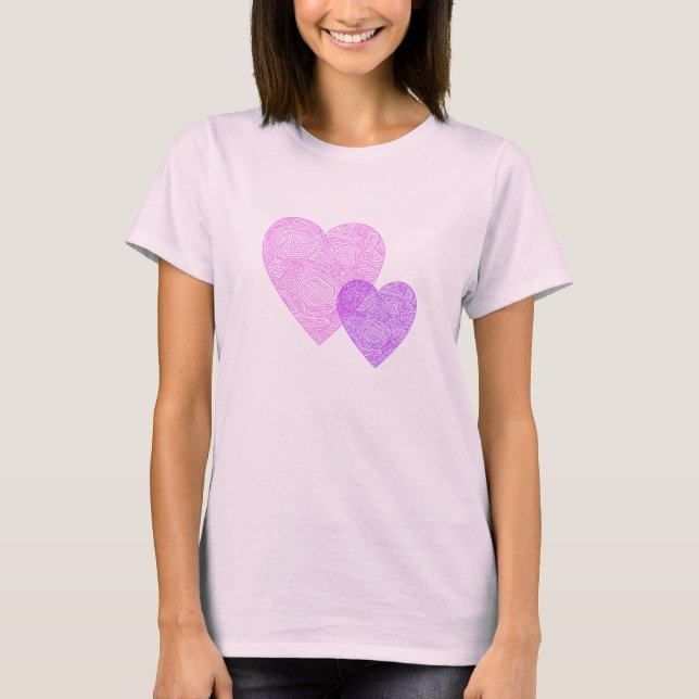 T-shirt Coeurs roses et pourpres de Scribbleprint (Devant)