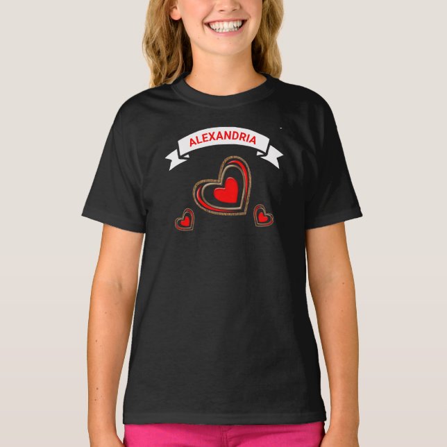 T-shirt Coeurs rouges Amour moderne Amusement tendance Per (Devant)