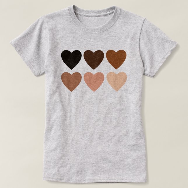 T-shirt Coeurs squelettiques anti-racisme (Design devant)