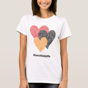 T-shirt Coeurs sur les bandes Imprimé Déjeuner dame Valent