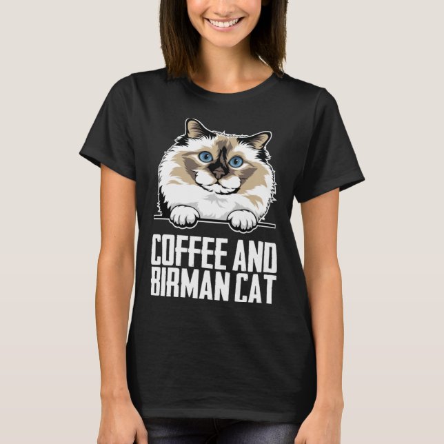 T-shirt Coffee and birman cat (Devant)
