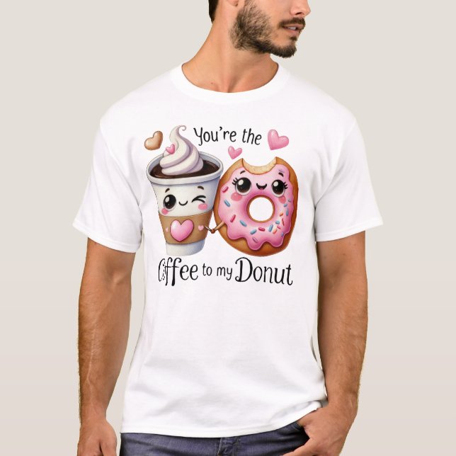 T-shirt Coffee and Donut Kawaii Food Art (Devant)