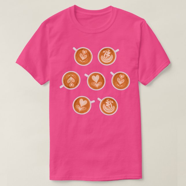 T-shirt Coffee Art Cups on teal (Design devant)