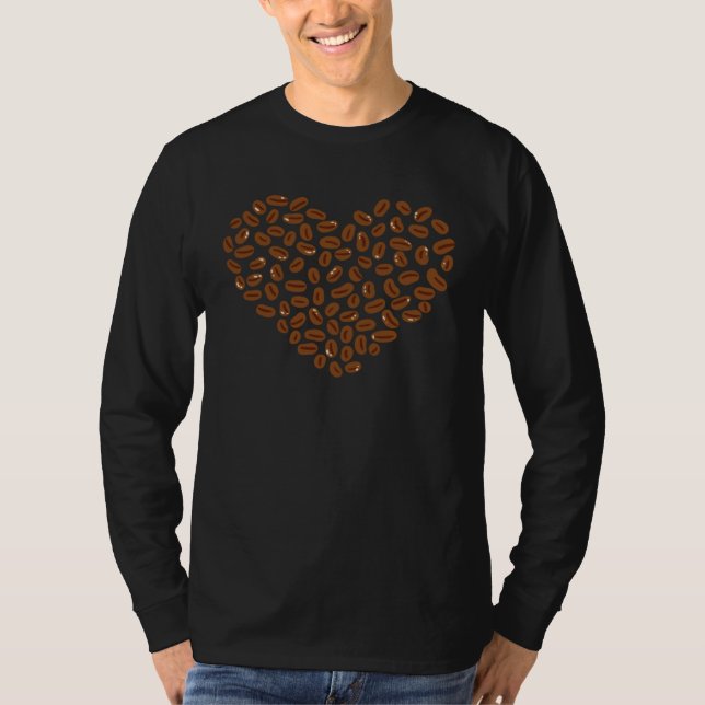 T-shirt Coffee Beans Heart Caffeine drink cup (Devant)