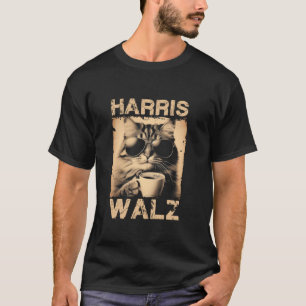 T-shirt Coffee Cat Harris Walz 2024 47e élection président