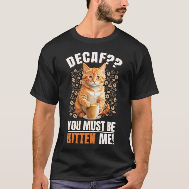 T-shirt Coffee Cat Men Black (Devant)